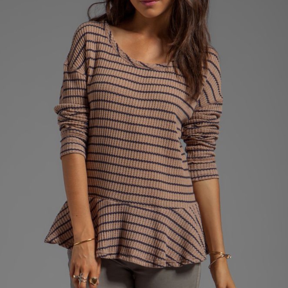 Free People Auntie Em Peplum Striped Thermal